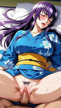 Saeko Busujima in a Kimono Takes Anal for the First Time - Ai Adaptation of Highschool of the Dead