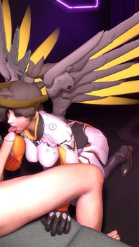 Mercy сосет хуй на коленях в видео от первого лица | Пародия на Overwatch