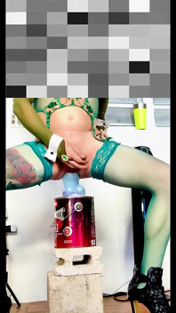 Cute Shemale Dildo Riding Outside with Panties by the Side
