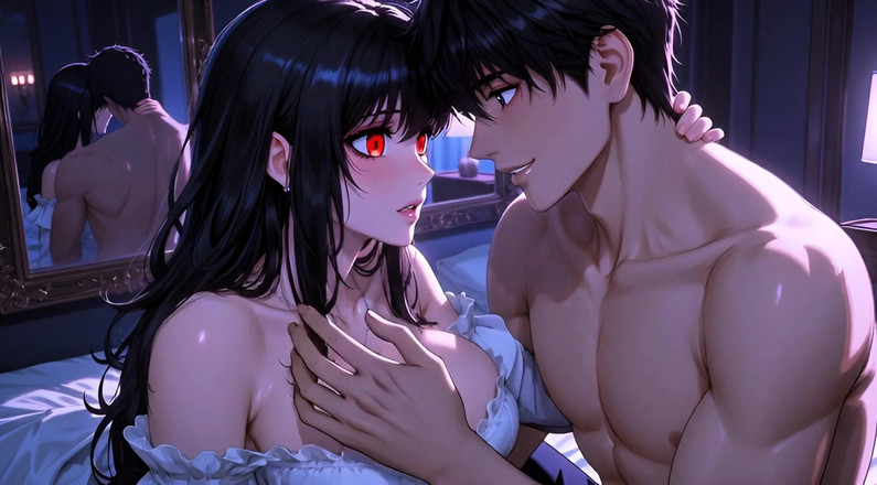 Stories&Anime: 지저분한 혀 키스를 위해 몰래 빨아주는 새엄마