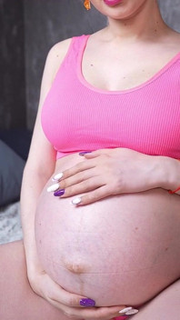 Big Pregnant Belly Waits Your Worshipping! 9 Month Pregnant