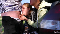 YSP Studio: Awek berlatih untuk menjadi si jalang - blowjob berganda di luar &...