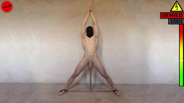 Tommy_1995: Restrained straight guy edging t-bar anal probe vibrator and cruel...