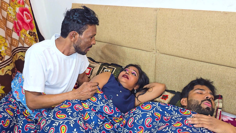 Kilash: Indian Swastika Dewar Squats While Her Husband on Bed