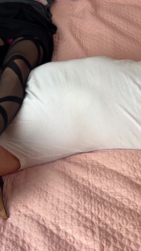 Tied Slave Under Her Legs in Pantyhose - Domination Humiliation