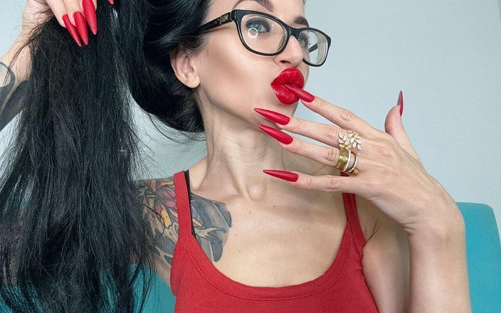 Julia domaina: Red Matte Color Long Nails, Claws, Long Flexible Fingers Wide...