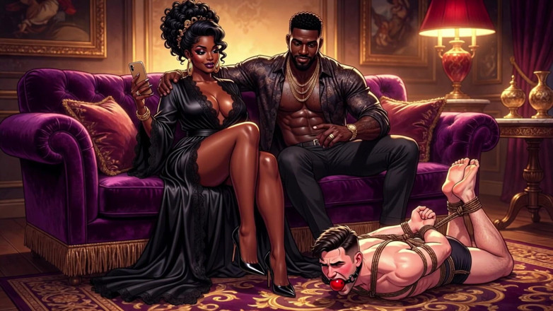 Gagged AI Cartoons: Rich Black Property