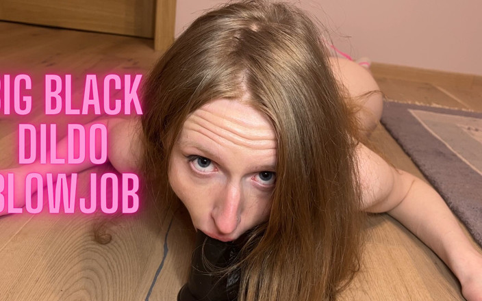 HotRedWildcat: Blowjob on Big Black Dildo with Deepthroat