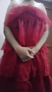 Indian Gay Crossdresser Gaurisissy Real XXX Homemade Sex in Red Lehenga