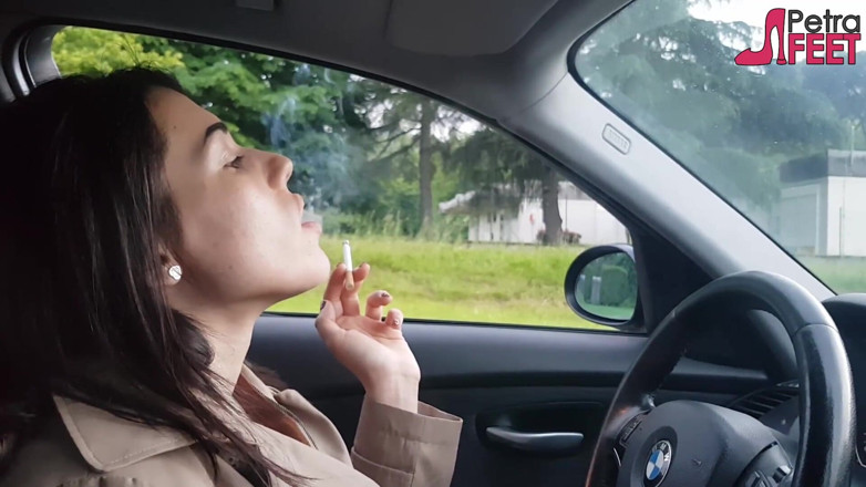 Smokin Fetish: Petra loves to smoke ciggaretes in her car