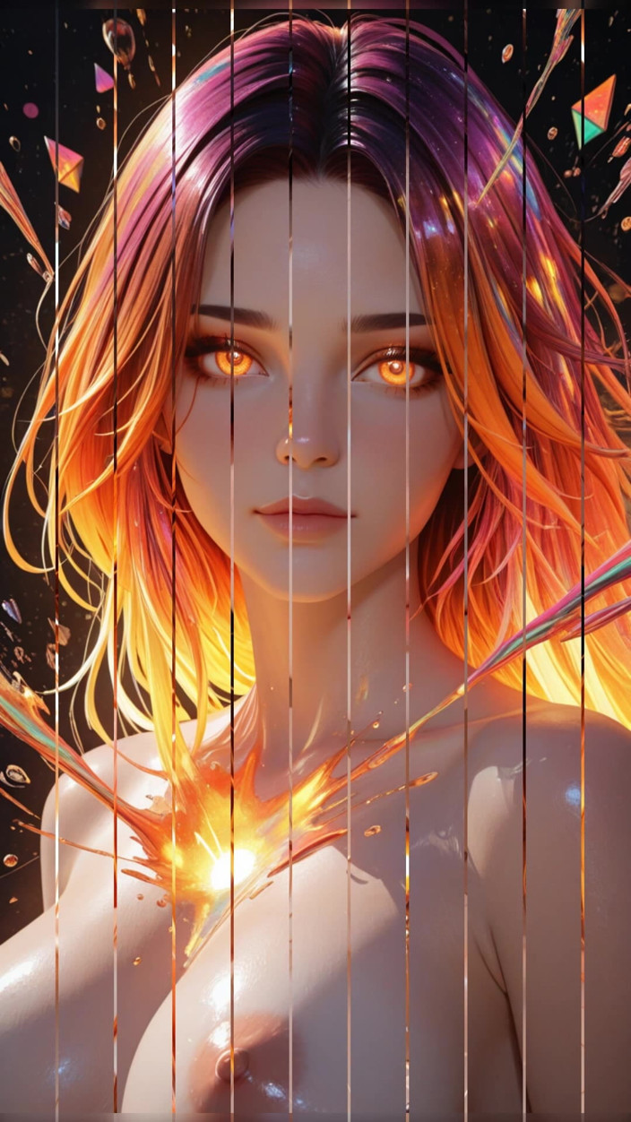 VelvetInk Studio: Kosmische neongodin naakt schoonheid portret met stralende cyberwolken Ai art...