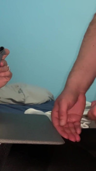 I jerk off and I cum on my girlfriend's black leggings