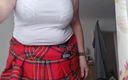 UK Joolz: Tartan裙子，丝袜和白色透明内裤
