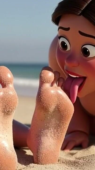 YOUR BEST FANTASY: Fat Woman Licking Sandy Feet of Skinny Girl - Beach Humiliation