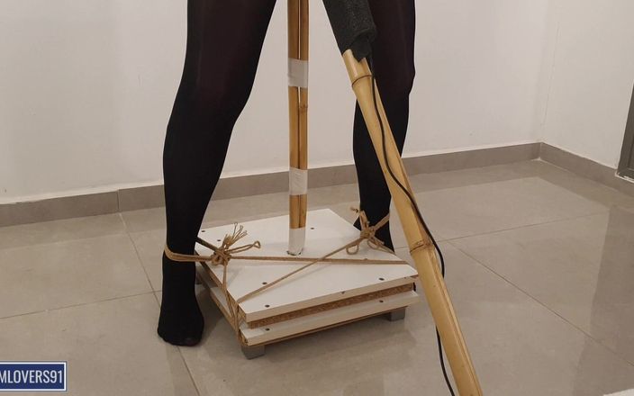 Bdsmlovers91: Тремтіння ніг у чорних колготках, стоячий стовп, бондаж без зупинки, оргазм - кольорова версія