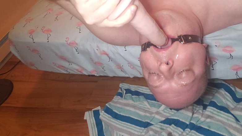 Charlieboy69: 딥쓰롯 7인치 킹 자지 딜도 휘트 입 개그 링