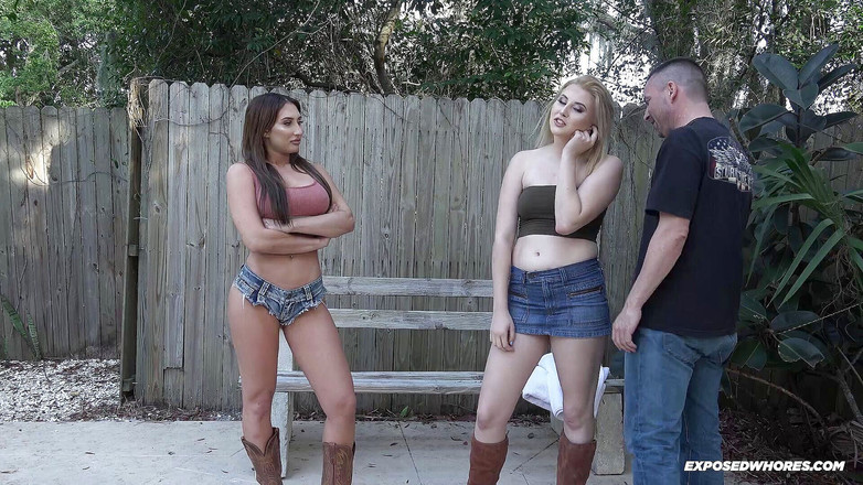 Exposed Whores Media: Davina Davis и Kinsley Anne - минет сводного братца на улице