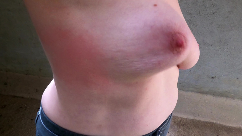 Bouncy Tits Action: Naked Breasts Punished in the Tunnel