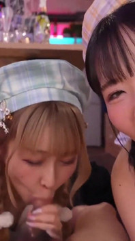 Maid Cafe POV,in the Push-to-fuck Concept Cafe, Three Pairs Ba... Creampies, the Lesbian Duo Oto-chan and Kiri-chan Edition!