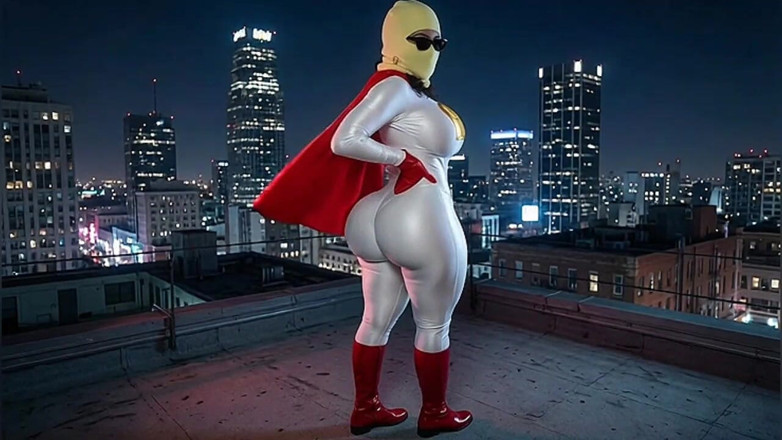 Animate golden: Petite Big Ass Superheroine in White and Red Showing Her...