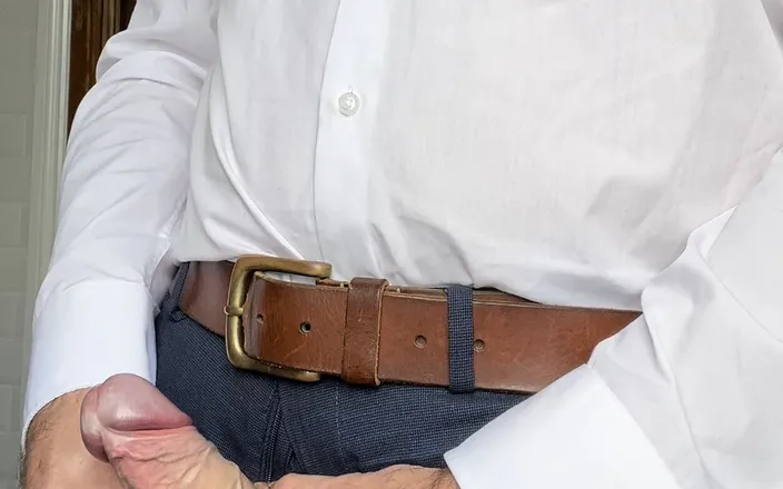 Buttoned Up Stroker: White shirt wank and cumshot