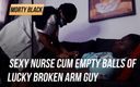Morty Black: Morty black prod - сексуальна медсестра кінчає, порожні яйця щасливого хлопця з зламаною рукою