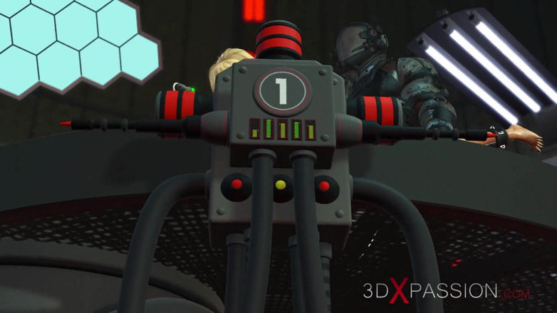 3dxpassion: Sex sci-fi. O blondă sexy și incitantă este futută în laborator. Mașină...