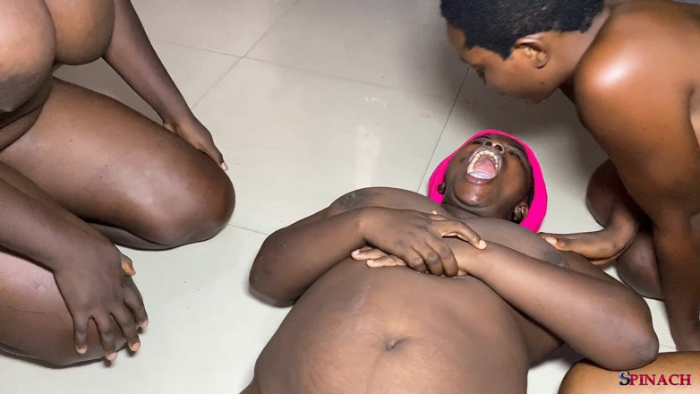 Spinach: 4!! Perverted African Sluts Femdom Piss and Spit Fun