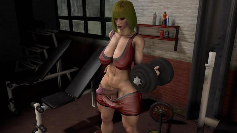Wraith Futa: Dickes Schwanzmädchen Im Fitnessstudio Bearbeitet Arsch