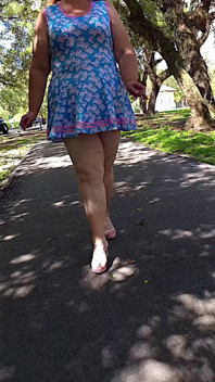 Jamdown26_da0603 - Hot Sexy BBW Walking Outdoors in the Park Wearing Mini Dress and Heels