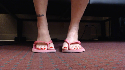Abby Anna: Suave juego de zapatos rosa flipflops juego de zapatos largos