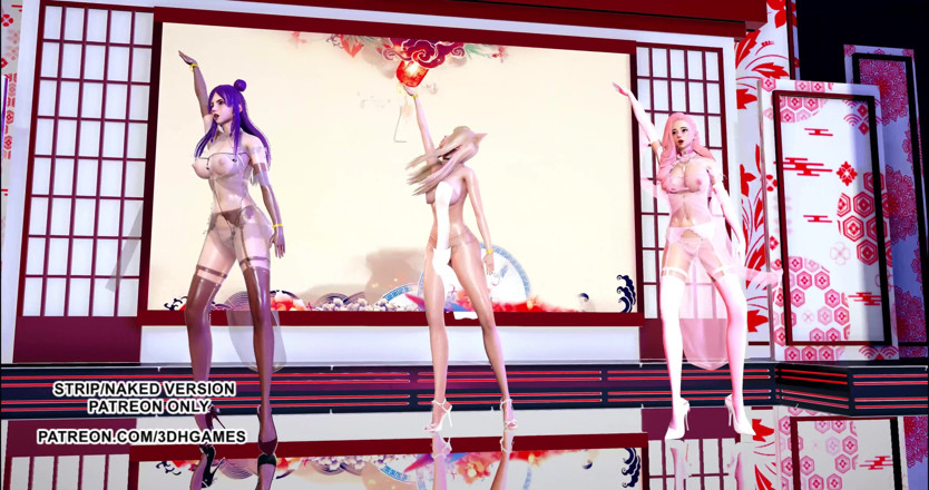 3D-Hentai Games: Garnidelia - Avra K'Davarah KDA Ahri Kaisa Seraphine - baile caliente sexy