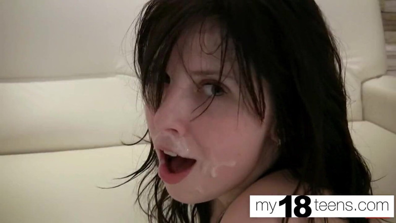My 18 Teens: MY18TEENS  - Brunette blowjob cock and hardcore sex after work