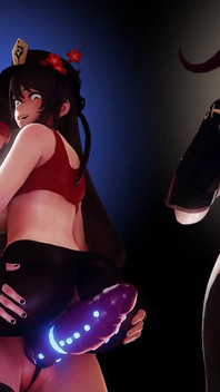 Hutao X Beidou Strap on Sex Genshin Impact Dragon Dildo Bad Dragon