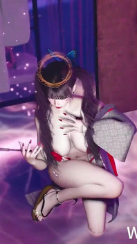 Une strip-teaseuse japonaise sexy nue ses gros seins en 3D
