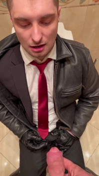 Office Boy in Suit Get Pissing