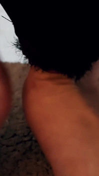 Tattooed Masked Foot Slave Licks & Sucks My Long White Toes - I Cum Hard From Foot Worship