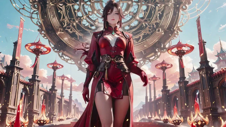 Seraphina Vale: Red Armor Queen in the Floating City! Epic Fantasy Tease.