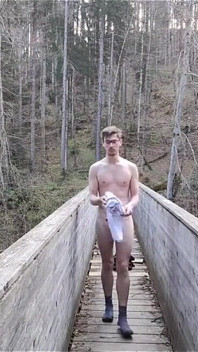 Horny French Twink Is Jerking off Outside on a Bridge