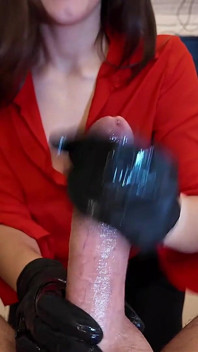Stepmother Punishes Her Stepson and Makes Him Cum Hard Using Gloves