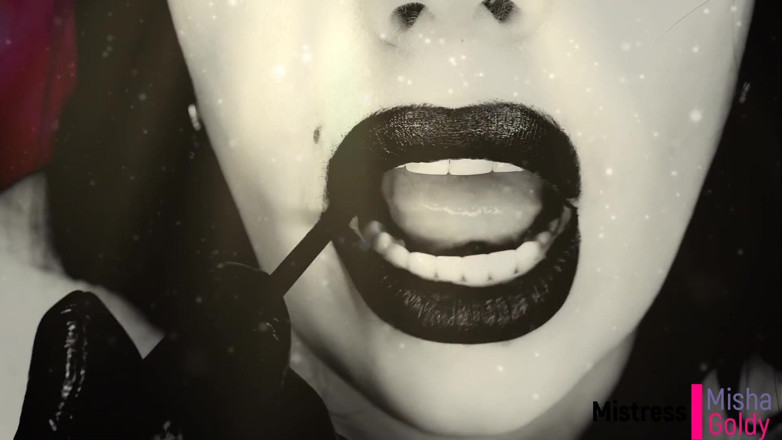 Goddess Misha Goldy: Mesmerizing triple lipstease with JOI