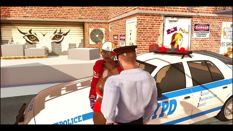 Denis animation: 変態警官と大きな胸のエボニーガール