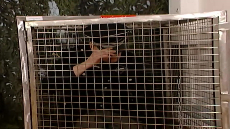 BDSM Fetish Deutschland: Wild Latex Domination: Blonde Slave in Chains and Cage