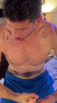 See My Grown Man Chest and Biceps Flex as I Jerk, Grunting as I Bust From Edging for a Few Hours
