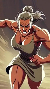 Ai Athletic Women in Cartoon Scenes