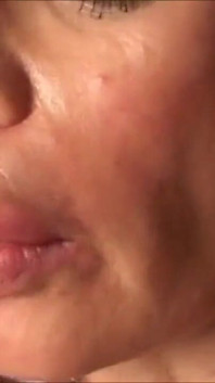 Amateur porn comes in the glass and she licks it