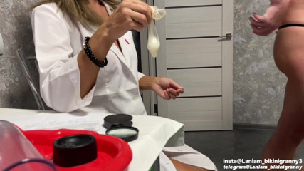 Ladyloveyoung60: Milf doctor vacuum cock medical examination semen analysis