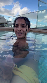 Busty India Gives an Amazing Blowjob in the Hotel Pool to Everyone's Glass- Yasmina Khan