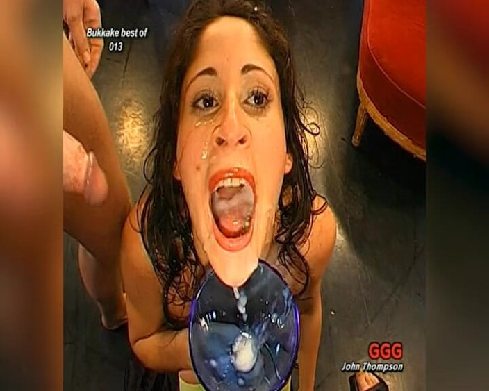 GGG John Thompson Classic Retro: Bukkake Nun Drinks Cum From Bowl - Ggg Facial Mess
