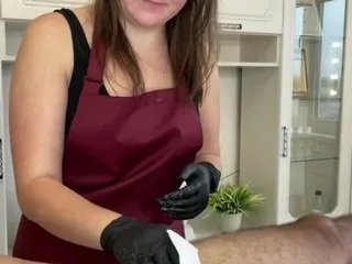 SugarNadya: During a Depilation Training by Sugarnadya, a Client Cum on...